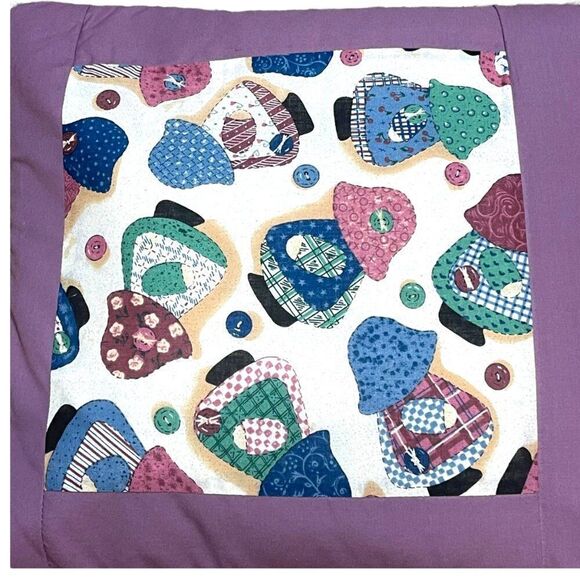 Handmade Patchwork Pillow quilt Quillow Sunbonnet Sue Lavender Purple Cozy NEW - Picture 2 of 8